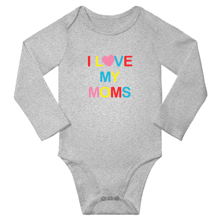 

I Love My Moms Colorful Text Cute Baby Long Sleeve Boy Gril Clothes (Gray 12-18M)