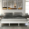 thumbnail image 2 of Modern Wood Queen Size Platform Bed with Headboard, No Box Spring Needed Fit 8"-10" Mattress 400Lbs 84.50"L*63.90"W*36.10"H, White, 2 of 9