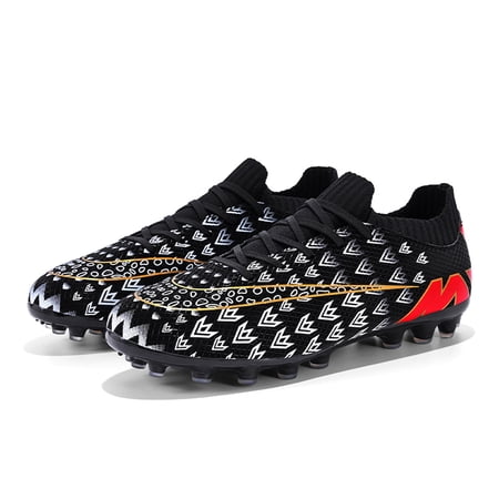 Kid's Soccer Shoes Comfortable Athletic Soccer Cleats Professional Spikes Lowtop Soft touch Black 37