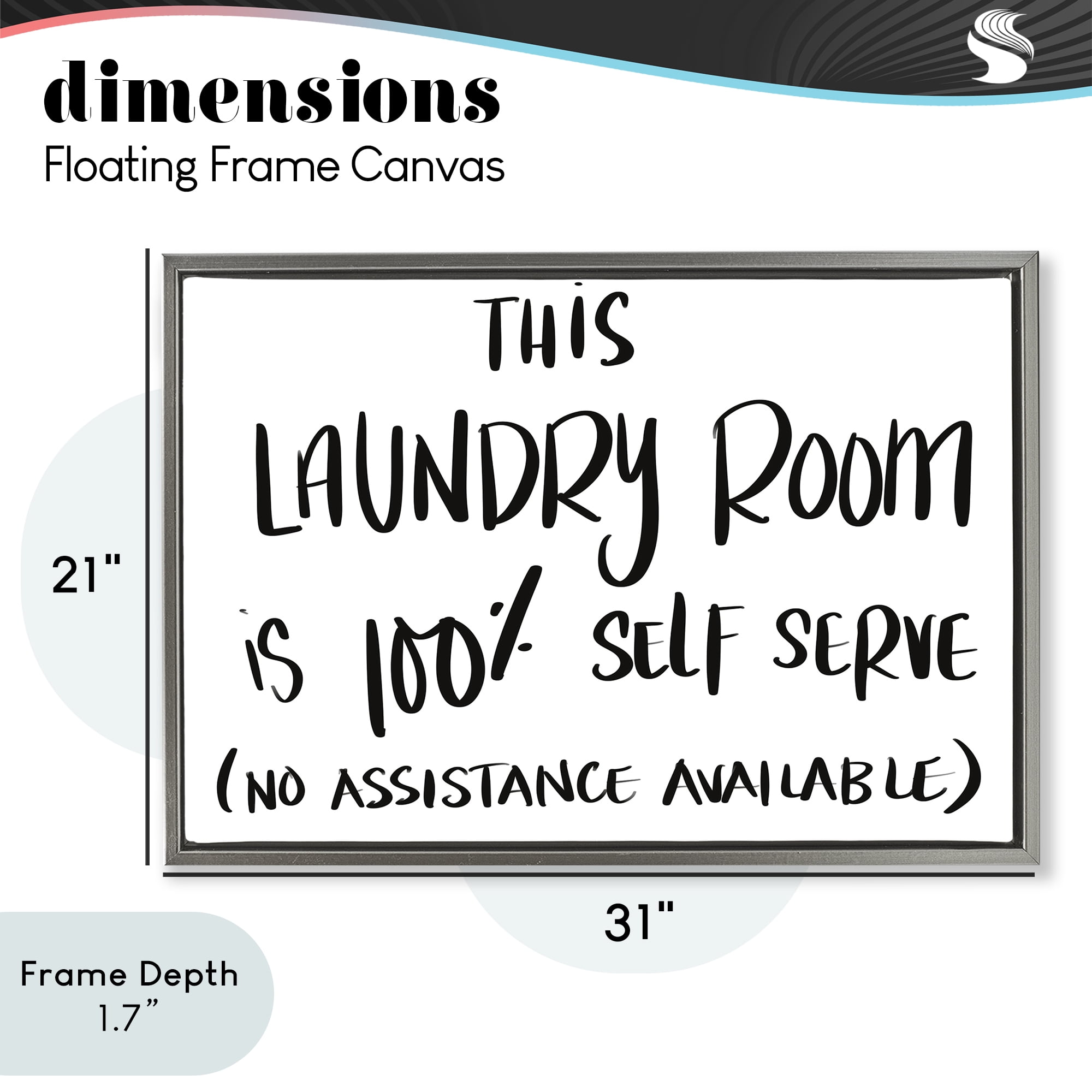 Stupell Industries Self Serve Laundry No Assistance Gray Framed Floater Canvas Wall Art, design by SD Graphics Studio