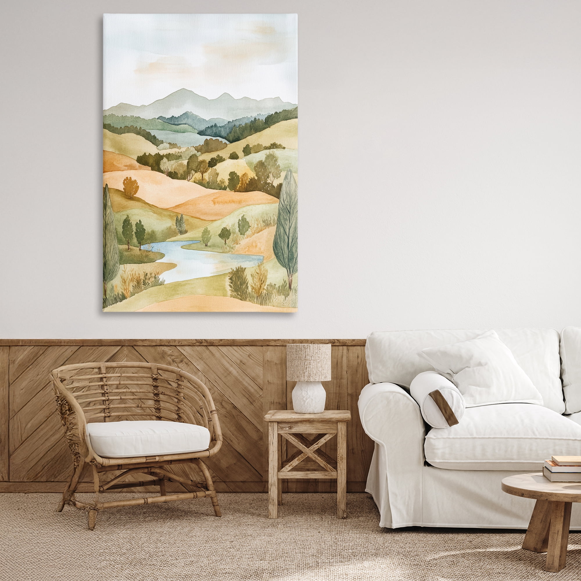 Stupell Industries Watercolor Hills & Tranquil Valley Canvas Wall Art, design by Petal Prints Design