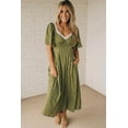 thumbnail image 5 of Women's Green Polka Dot Maxi Dress – Lacy Neckline, Smocked High Waist for Summer Fun, XL, 5 of 5