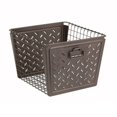 thumbnail image 1 of Spectrum Diversified Macklin, Stamped Steel & Wire Basket for Closet & Cubby Storage Vintage-Inspired Design with Customizable Label Plate, Large, Gray, 1 of 11