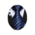 thumbnail image 1 of Set de corbatas Barry.Wang de seda con rayas, 150 cm, color azul, 1 of 7