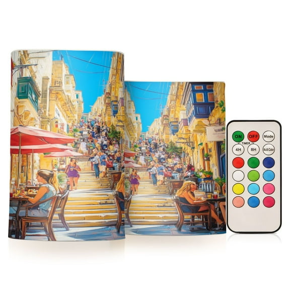 2 PCS Flameless Candles with Remote Timer LED Battery Operated Flickering Candle Light for Wedding Table Home Decoration Gifts Street Scene