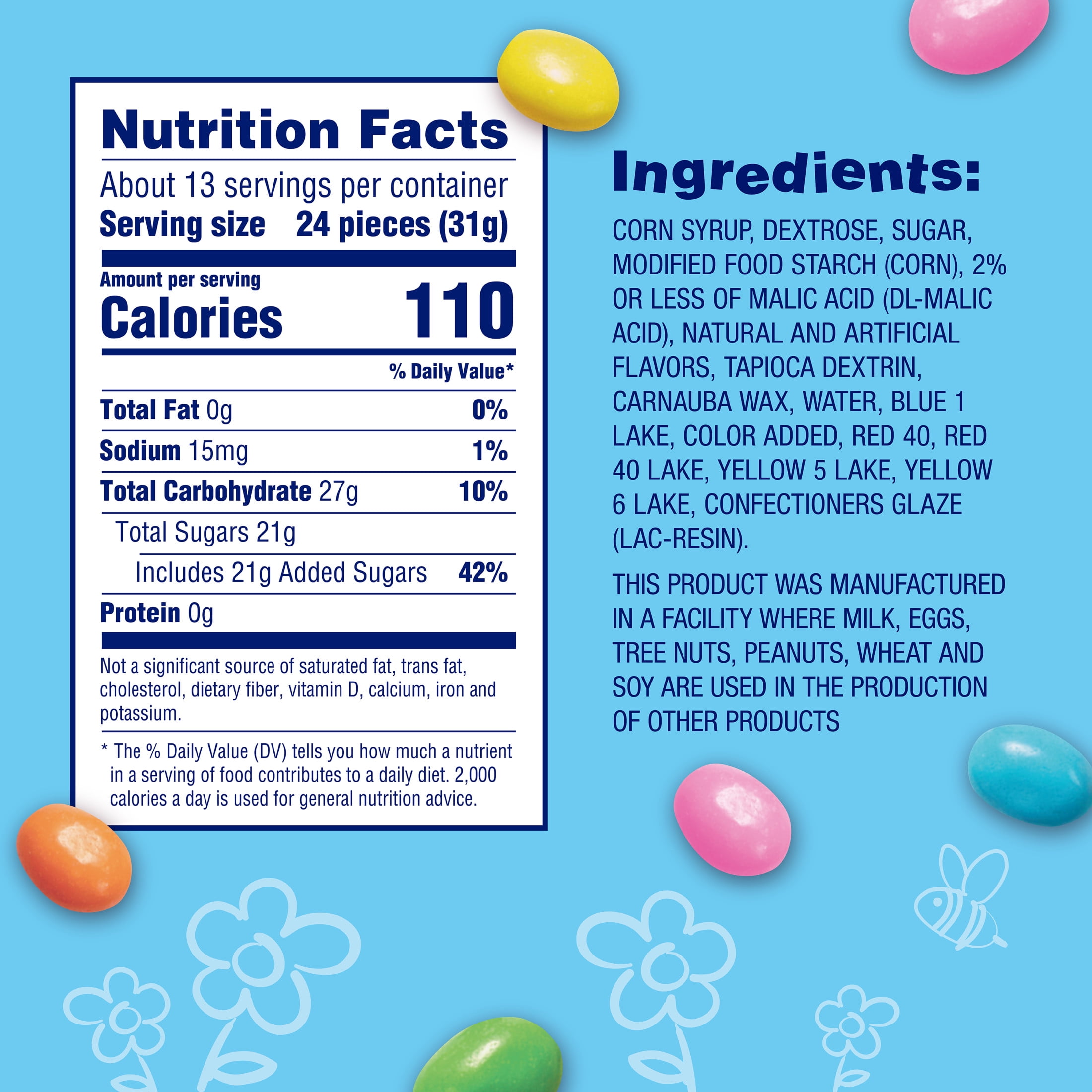 (3 pack) SweeTARTS Jelly Beans, Chewy and Tangy Easter Basket Stuffers, Easter Candy, 14 oz
