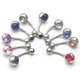 thumbnail image 2 of 10 Uds. Anillos para ombligo de cristal de acero quirúrgico, piercing para el ombligo, joyería para el cuerpo naval, 2 of 5