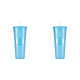 thumbnail image 1 of Vaso de agua con pajita de plástico de 710 ml con tapa para el hogar y el exterior Azul, 1 of 6