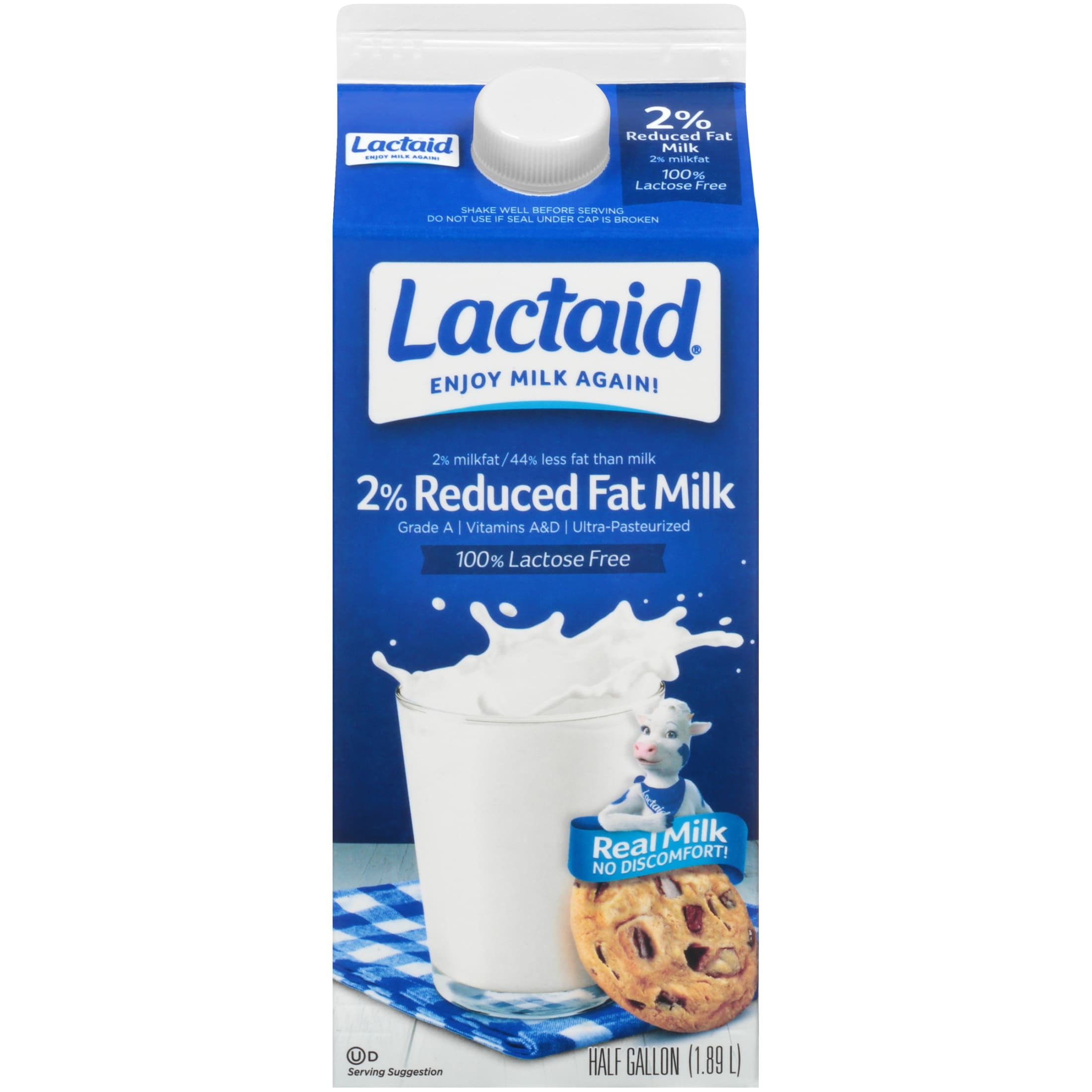 Lactaid 100 Lactose Free 2 Reduced Fat Milk, Half Gallon, 64 fl oz