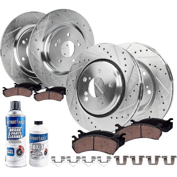 Detroit Axle - 10pc Brake Kit for 2018 2019 2020 2021 2022 2023 Honda Odyssey, Drilled and Slotted Brake Rotors Ceramic Brake Pads: 12.60" Front and 12.99" Rear Rotor