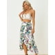 thumbnail image 2 of Falda midi Allegra K volantes estampado floral bohemio blanco XS, 2 of 5