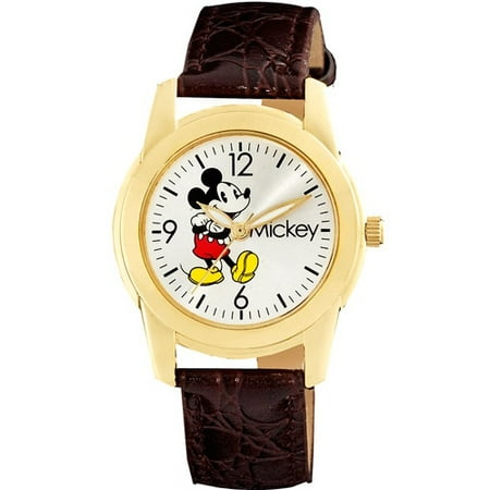 Mickey Mouse Wrist Watch - Disney Women's Mickey Mouse Brown Strap Watch