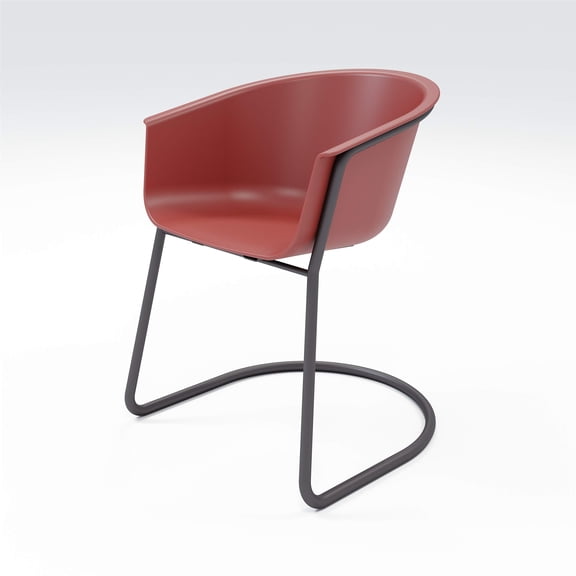 Olio Designs Tee Plastic Sled Base Arm Chair in Coral and Black Coffee