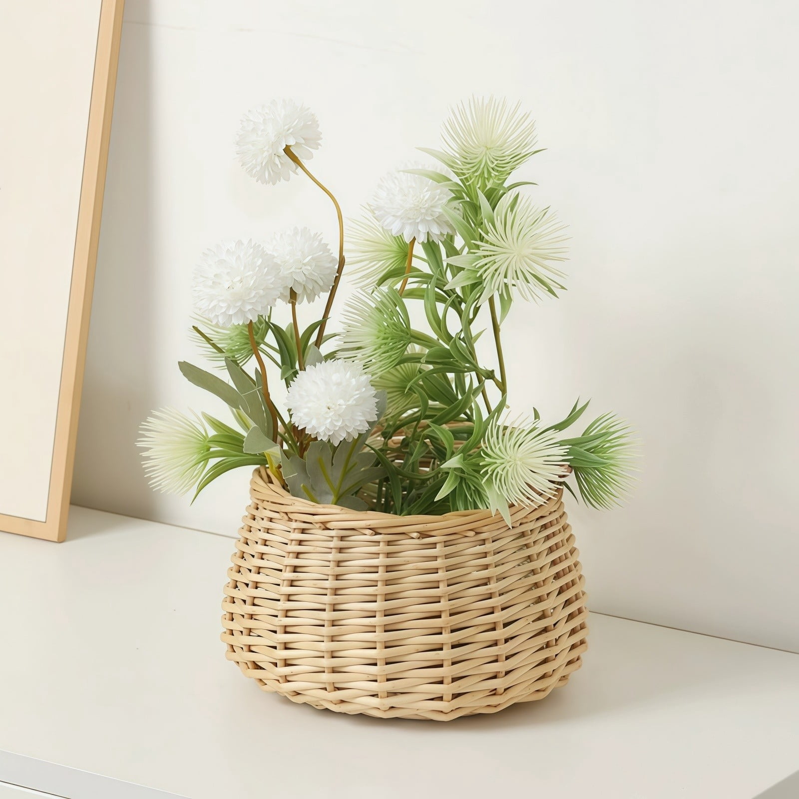 Elegant Handwoven Wicker Picnic Basket with Comfortable Handles, for Spring Folwers, Easter Egg, Fruit and Storage, Wedding Decor, or Everyday Home and Festival Use
