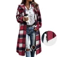 thumbnail image 4 of Perfectbot Women's Long Plaid Flannel Jacket, Two Way Zipper Lapel Collar with Pocket and Adjustable Cuffs, 4 of 7