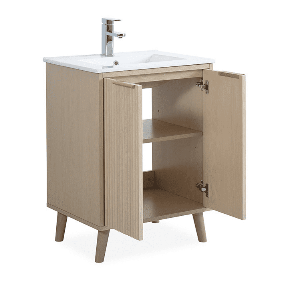Tennant Brand 24" Light Wood Bathroom Vanity with Integrated Sink Top