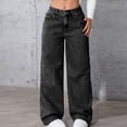 thumbnail image 6 of Girl's Cute Baggy Wide Leg Jeans Elastic High Waisted Denim Pants Bottoms With Pockets, 6 of 7
