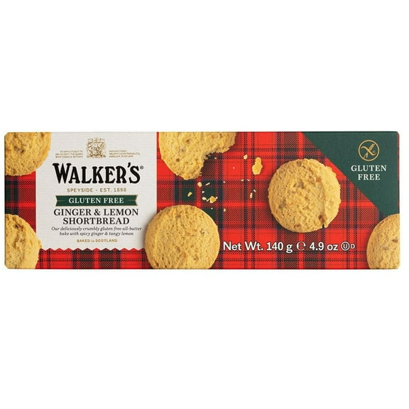 Walkers Gluten-Free Ginger and Lemon Shortbread 4.9 oz each (Pack of 6)