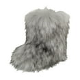 thumbnail image 6 of Rokment Furry Faux-Fur Boots for Women Winter Fuzzy Snow Boots Plush Lined Warm Comfy Indoor Outdoor Mid Calf Flat Short Booties with No Heel Grey Size 7, 6 of 8