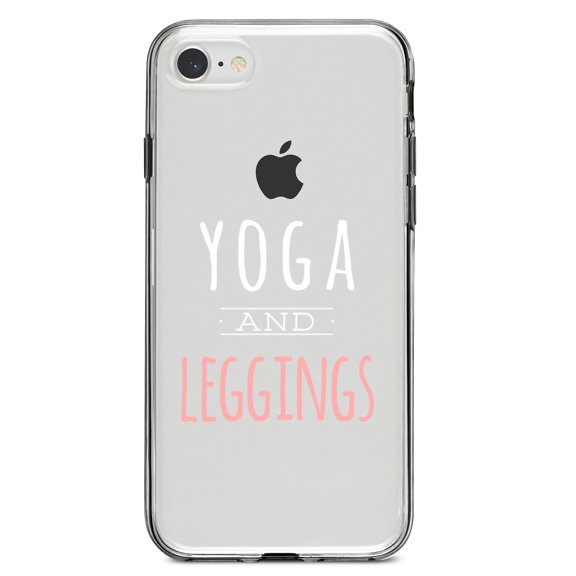 DistinctInk Clear Shockproof Hybrid Case for iPhone 7 8 SE (2020 Model) 4.7" Screen TPU Bumper Acrylic Back Tempered Glass Screen Protector - Yoga and Leggings