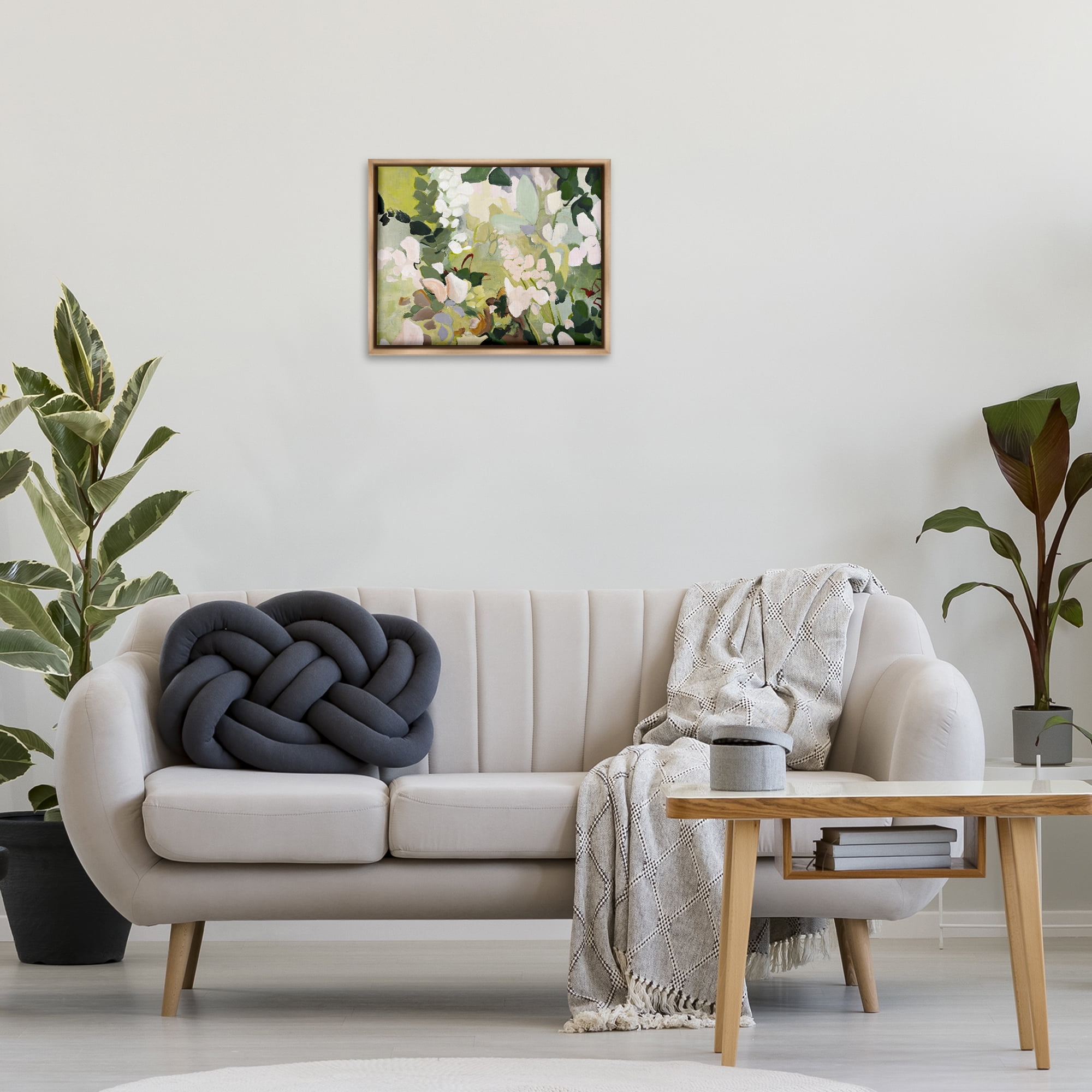Stupell Industries Modern Botanical Impressions Plants & Flowers Painting Brown Floater Framed Canvas Art Print Wall Art, 21 x 17