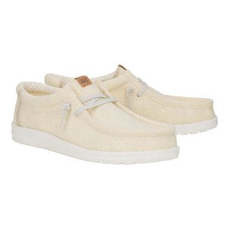 NEW HEY DUDE men\'s wally slub canvas moc toe shoes in natural Screenshot2023-04-  main image 4