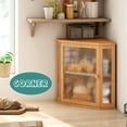 thumbnail image 2 of Corner Bread Box for Kitchen Counter, Bamboo Wood Large Capacity Bread Storage Bin with Acrylic Wavy Door Panel (Natural, Extra Large), 2 of 16