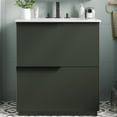 thumbnail image 3 of 30" Bathroom Vanity with Ceramic Sink, Modern Fluted Design, Full-Extension Soft Close Drawers, MDF Cabinet, Green Finish, Undermount Drawer Slides, Storage for Bathroom Remodel, 3 of 8