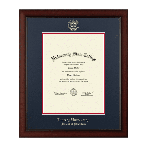Framerly - Liberty Education Diploma Frame with Navy and Red Mat