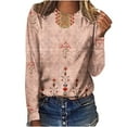 thumbnail image 2 of Leesechin Women's Juniors Clothing Round Neck Loose Tops Casual Print T-Shirts Long Sleeve Blouse in, 2 of 5