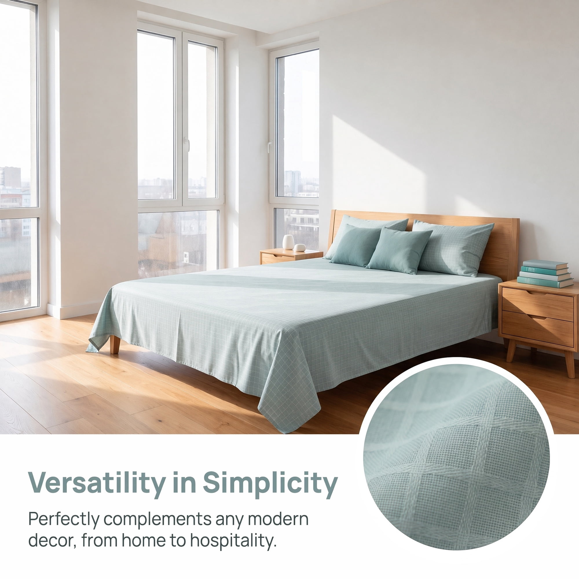 Unique Bargains Microfiber Gauze Bed Sheet Breathable Flat Sheet Light Blue 63"x91"