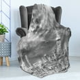 thumbnail image 4 of Urban Soft Flannel Fleece Throw Blanket, Dramatic New York City Skyline Sun Beams Clouds Skyscrapers Monochrome Landscape, Cozy Plush for Indoor and Outdoor Use, 50" x 70", Black White, by Ambesonne, 4 of 5