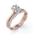 thumbnail image 4 of JeenMata Juego de 4 Puntas - Forma Ovalada de 1,75 Quilates - Juego de Boda con Caña Retorcida Pavé - Baño de Oro Rosa de 18 K sobre Plata (Personaliza la Banda de Tu Anillo de Bodas), 4 of 6