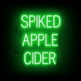 thumbnail image 1 of SpellBrite SPIKED APPLE CIDER LED Sign for Business. 21.1" x 23.8" Green SPIKED APPLE CIDER Sign Has Neon Sign Look With Energy Efficient LED Light Source. Visible from 500+ Feet, 8 Animations., 1 of 4