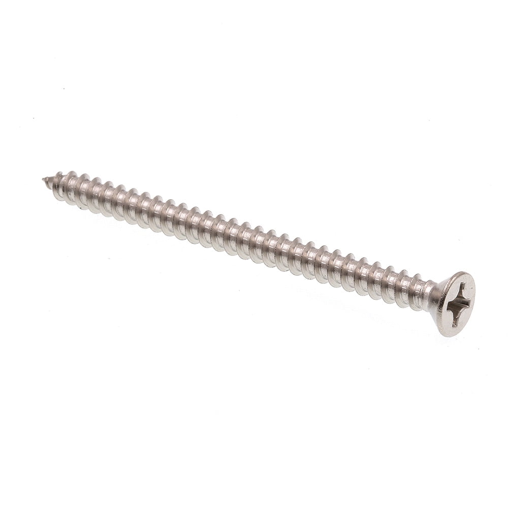 #12 x 3 Flat Head Sheet Metal Screws Self-Tapping Quantity 25 by Fastenere Stainless Steel 18-8 Bright Finish Full Thread Phillips Drive 