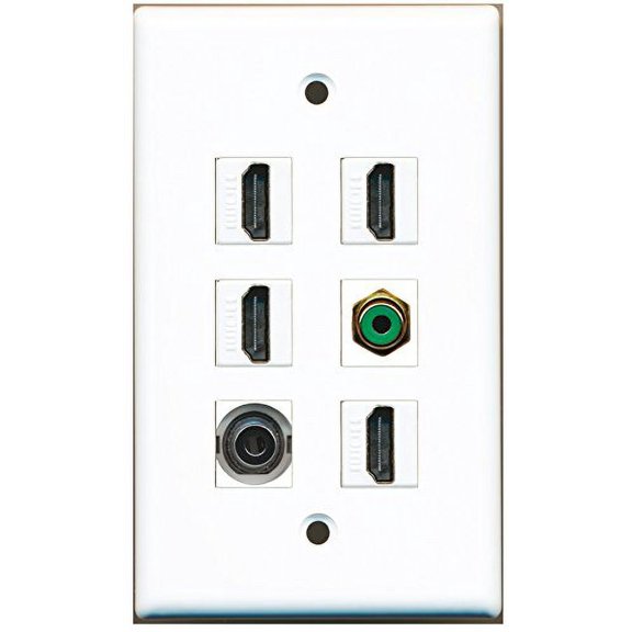 RiteAV - 4 HDMI 1 Port RCA Green 1 Port 3.5mm Wall Plate
