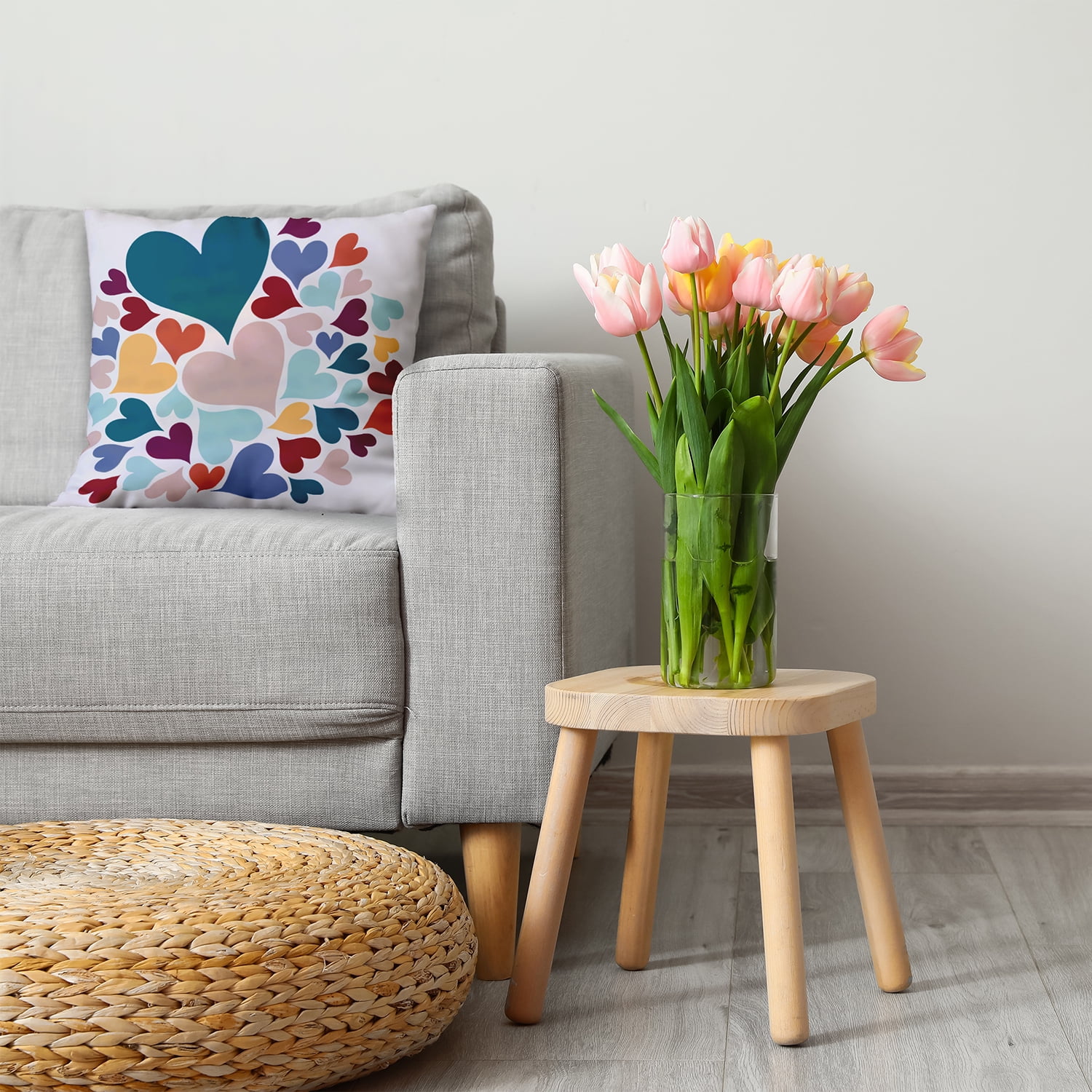 16"x16" Simply Daisy Valentines Hearts All Around Poly Accent Pillow, Teal Qty 1