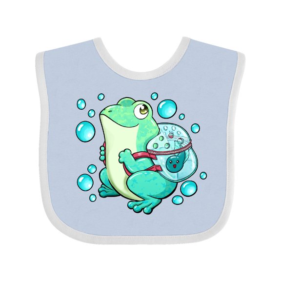 Inktastic Frog, Tadpole, and Bubbles Boys or Girls Baby Bib