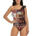 thumbnail image 4 of Daiia fairy-tale-world-with-delicious-candy Women's One Piece Swimsuits Personalized One Shoulder Swimwear Asymmetric Ruffle Bathing Suits-Medium, 4 of 8