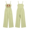 thumbnail image 3 of FchengtaiS Summer Boho Jumpsuit Women Floral Embroidered Sleeveless Rompers Casual Loose Wide Leg Overalls With Pockets, 3 of 7