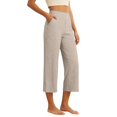 thumbnail image 2 of BUWTTER Pants for Women Casual Blend High Waist Wide Leg Cropped Trousers Loose Comfortable Fashionable Slacks for Women Beige L, 2 of 4