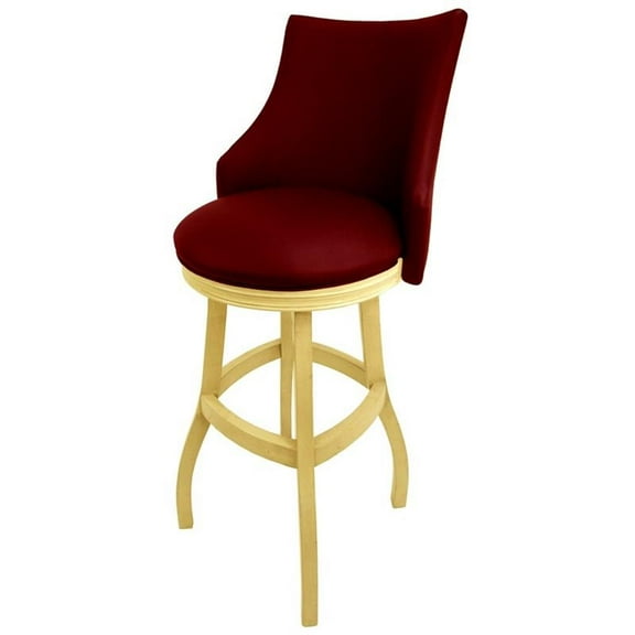 Tobias Designs 34" Swivel Wood Extra Tall Bar Stool in Red/ Beige