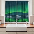 thumbnail image 2 of Alaska Curtains 2 Panels Set, Aurora Borealis under the Starry Sky Hills of Arctic Northern Landscape, Window Drapes for Living Room Bedroom, 55W X 39L Inches, Night Blue Lime Green, by Ambesonne, 2 of 3