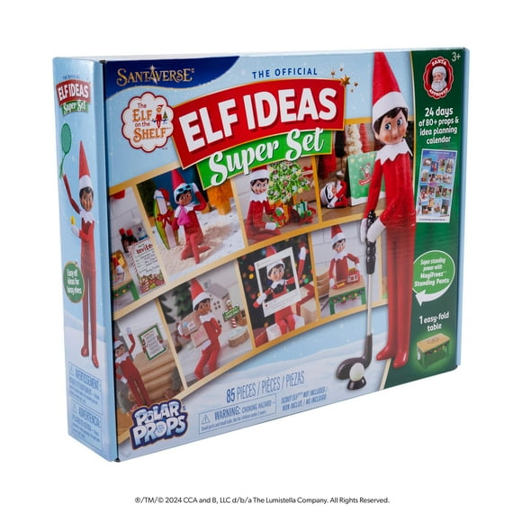The Elf on the Shelf 24-Day Super Set Official The Elf on the Shelf Ideas for 24 Days of Elf Magic - 80+ Props MagiFreez Standing Pants and Calendar - for Ages 3 Years and Up Scout Elf Not Included