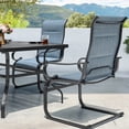 thumbnail image 3 of Nuu Garden 7-Piece Patio Dining Set with 1.6'' Umbrella Hole, Powder-Coated Metal Frame Outdoor Furniture Set Includes 6 C-Spring Patio Chairs and Rectangle Dining Table,Black and Blue, 3 of 10