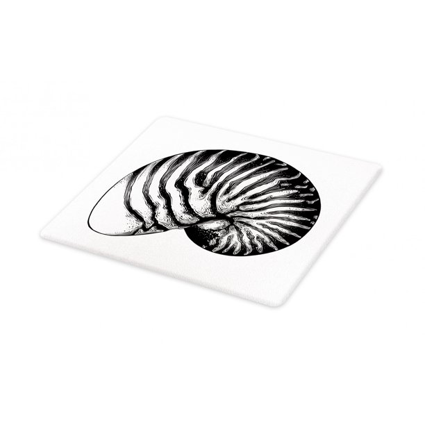 Vintage Nautical Tattoo Cutting Board Detailed Vintage Sketch Of Nautilus Shell Plain Background Decorative Tempered Glass Cutting And Serving Board In 3 Sizes By Ambesonne Walmart Com Walmart Com