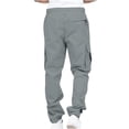 thumbnail image 3 of SDNall Men Solid Casual Multiple Pockets Outdoor Fitness Pants Cargo Pants Trousers, 3 of 9