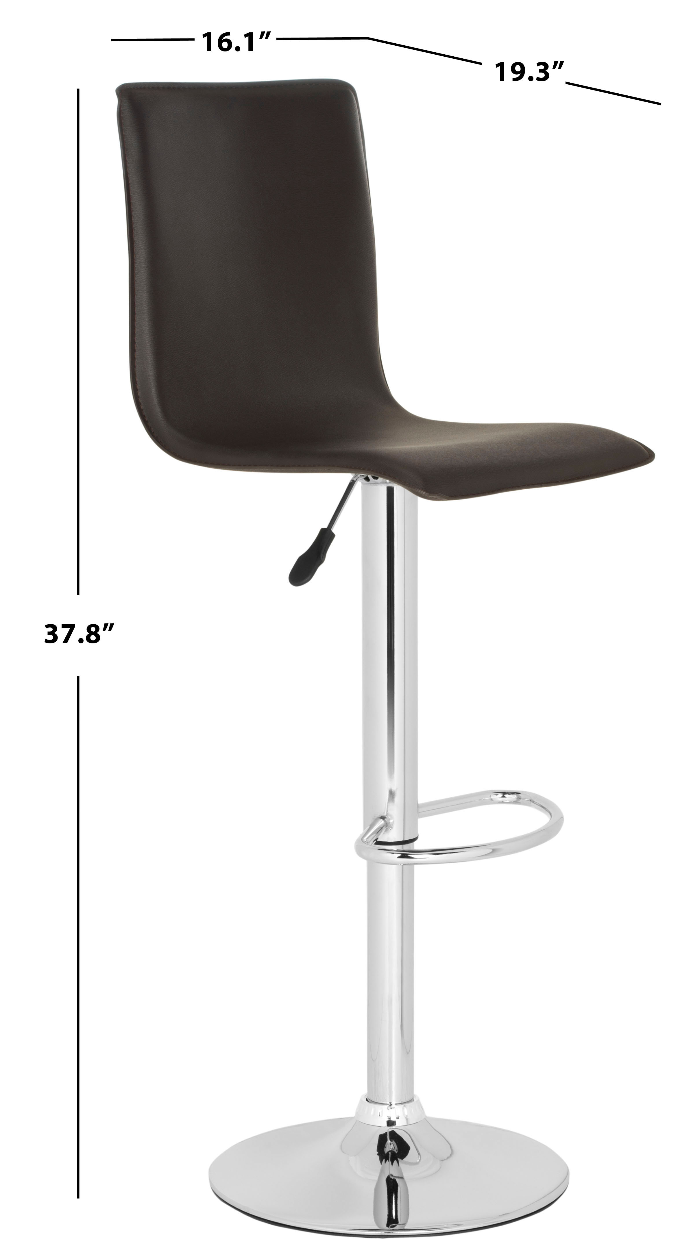 SAFAVIEH Magda Chrome Steel Swivel Barstool, Brown