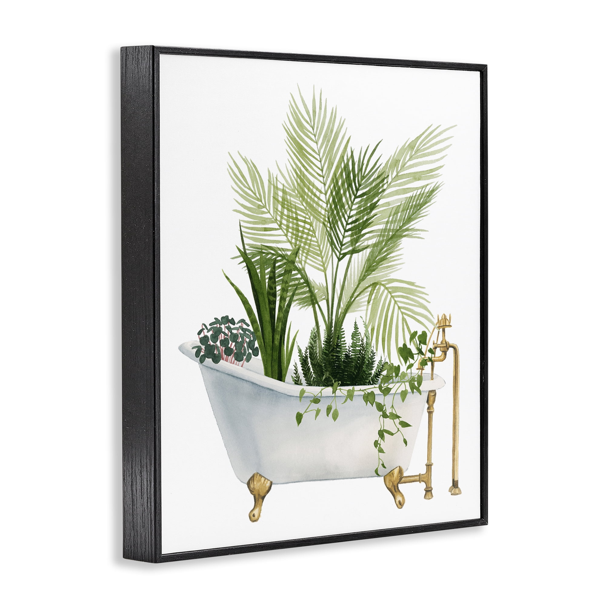 Various Plants Greenery Vintage Tub Black Framed Giclee Art, 24 x 30