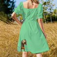 thumbnail image 3 of Vestido de manga corta con perro Slinky vestidos largos para mujer ropa para mujer vestido de invitado de boda 2025, 3 of 6
